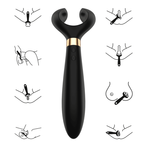 Satisfyer-endless-fun-multifunctional-vibrator-black-front-with-applications