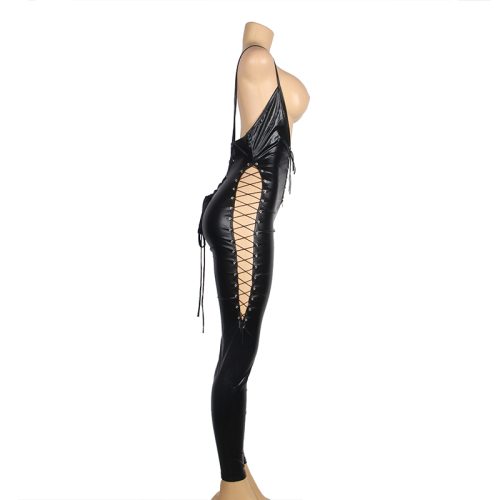 BLACK WET LOOK FETISH SEXY OUTFIT